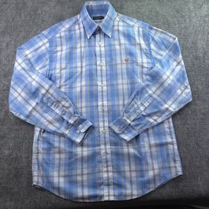 Southern Marsh Shirt Medium Blue Orange Plaid Long Sleeve Button Down